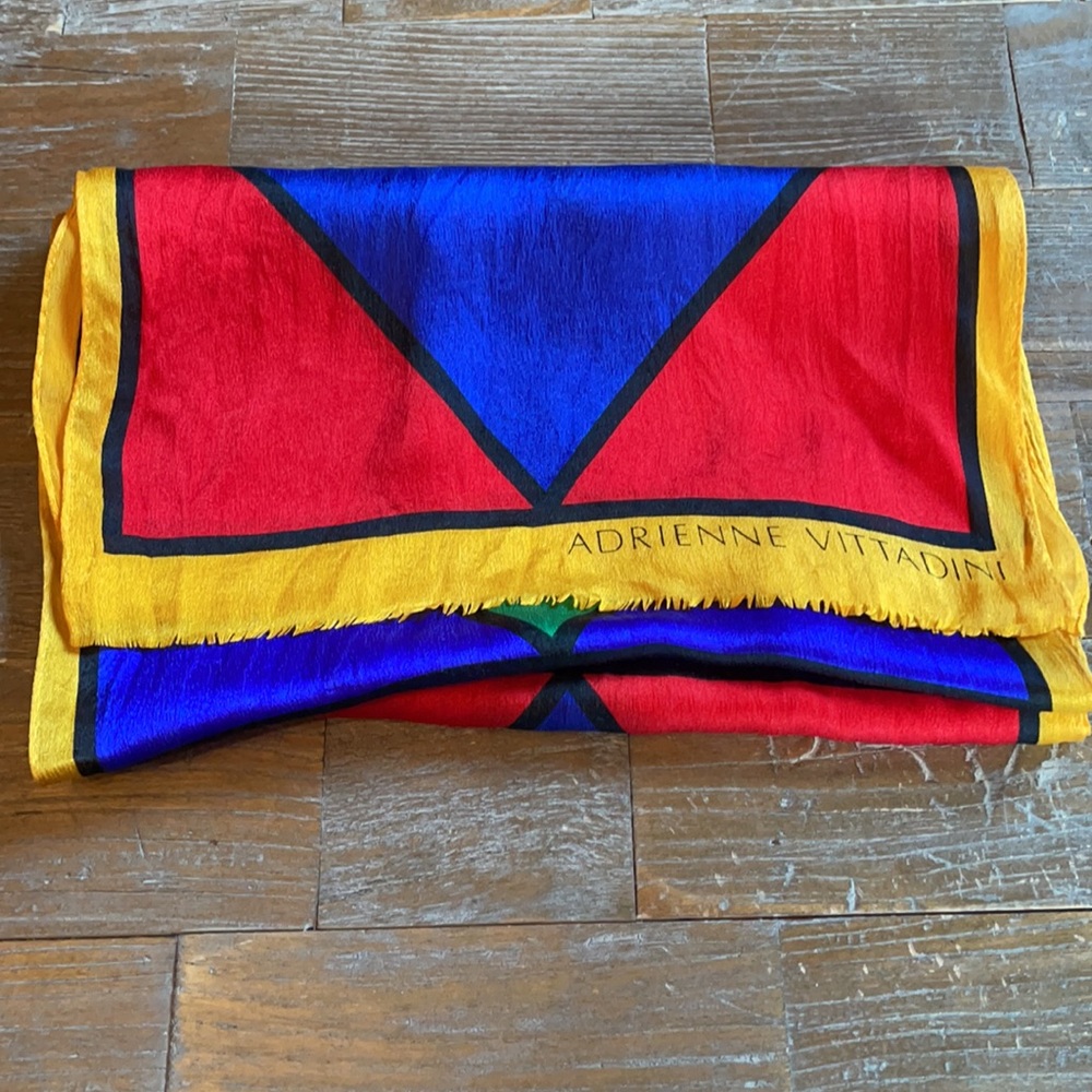 Adrienne Vittadini Diamond Colorblock Silk Scarf🖤 - Picture 8 of 8